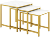 Set of 3 faux marble nesting tables with a robust metal frame, perfect for enhancing living room elegance and functionality.