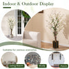 Faux plum blossom plant with white fabric flowers and solid wood trunk, perfect for indoor and outdoor display.