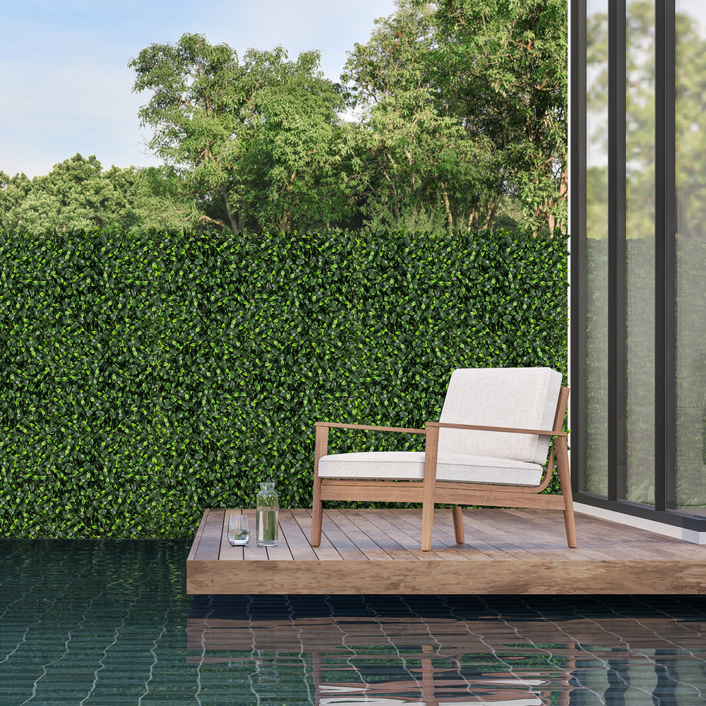 Artificial topiary gardenia shrub grass panel featuring gradient green leaves, ideal for indoor and outdoor decoration.