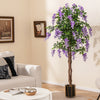 5.5 FT Faux Wisteria Plant in Nursery Pot with Blooming Flowers-Purple - Gallery View 1 of 10