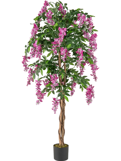 Costway 5.5' Faux Wisteria Artificial Plant Blooming Flowers Nursery Pot 127568934 New