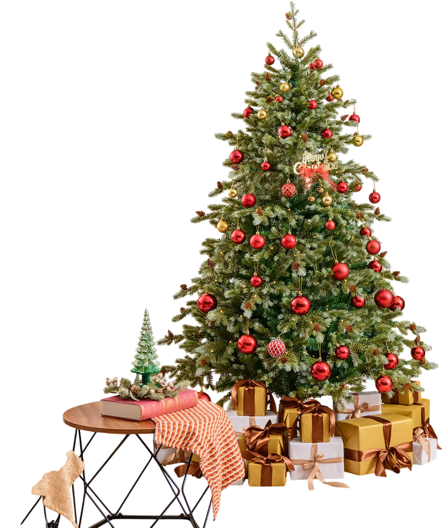 Costway 6' Christmas Tree Warm White LED Lights Pine Cones 78962314 New