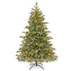 6-foot Christmas tree with warm white LED lights, pine cones, and a sturdy metal stand for festive holiday decor.