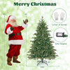 6 ft Christmas tree with warm white LED lights, 89 pine cones, and metal stand for festive holiday decor.