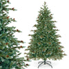 Realistic 6-foot Christmas tree showcasing 846 branch tips and adorned with pine cones, ideal for holiday ambiance.