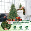 6-foot Christmas tree with warm white LED lights, PE pine cones, and fireproof materials for festive home decoration.