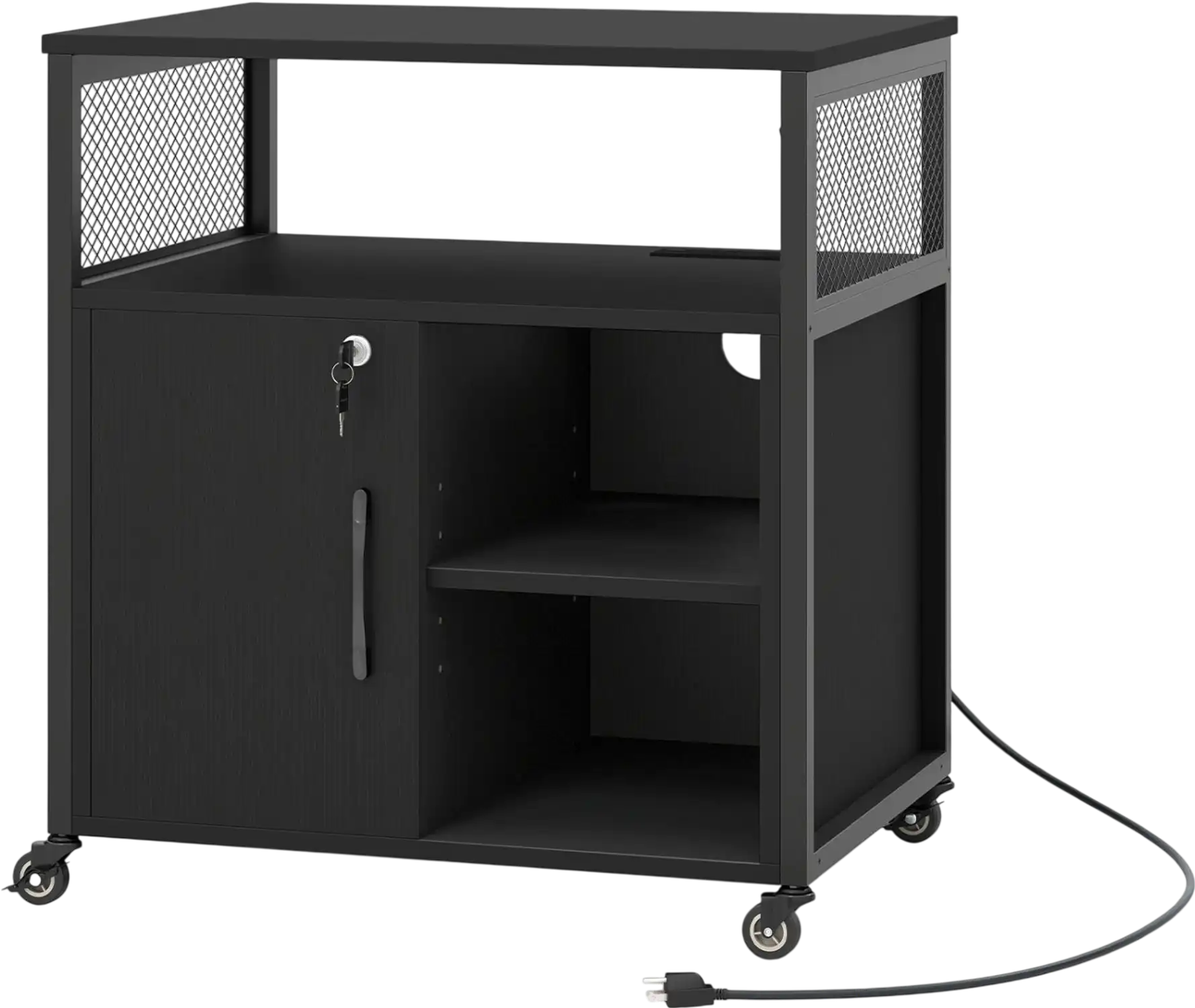 Costway Rolling File Cabinet with Charging Station Cable Management 39748165 New