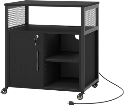 Costway Mobile File Cabinet on Wheels with Charging Station Cable Management Hole 39748165 New