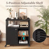 File cabinet on wheels in black with adjustable shelf, charging station, and lockable side cabinet for versatile.