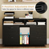 File cabinet with lock featuring a 5-position adjustable shelf, ideal for organizing files and printers in black finish.