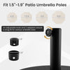 Adjustable black fillable umbrella base for 1.5"-1.9" poles, designed for stability with sand or water, ideal for patio.