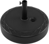 Heavy-duty black fillable umbrella base for 1.2"-2" poles, designed for stability with sand or water filling.