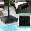 Fillable umbrella base stand with lockable wheels, convenient handles, and concave holes for added stability and easy.