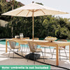 Fillable umbrella base stand with lockable wheels, designed for stability and easy movement, suitable for patio use.