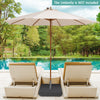 Square umbrella base with two sandbags, dust-proof cover, and sturdy metal frame for outdoor umbrella support.
