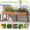 Fir wood outdoor raised garden bed with divider panel and drainage holes, ideal for planting fruits and herbs on patios.
