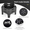 Collapsible 19-inch portable fire pit with exquisite patterns, bottom holes for airflow, and pre-drilled holes for.