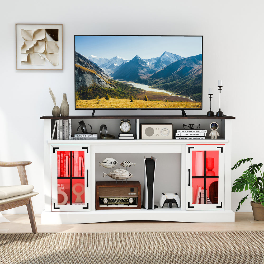 TV Stand with LED Lights and Remote Control-White - Gallery View 1 of 9