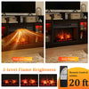 Fireplace TV stand with realistic 3D flame effect, remote control, and adjustable thermostat for TVs up to 50 inches.
