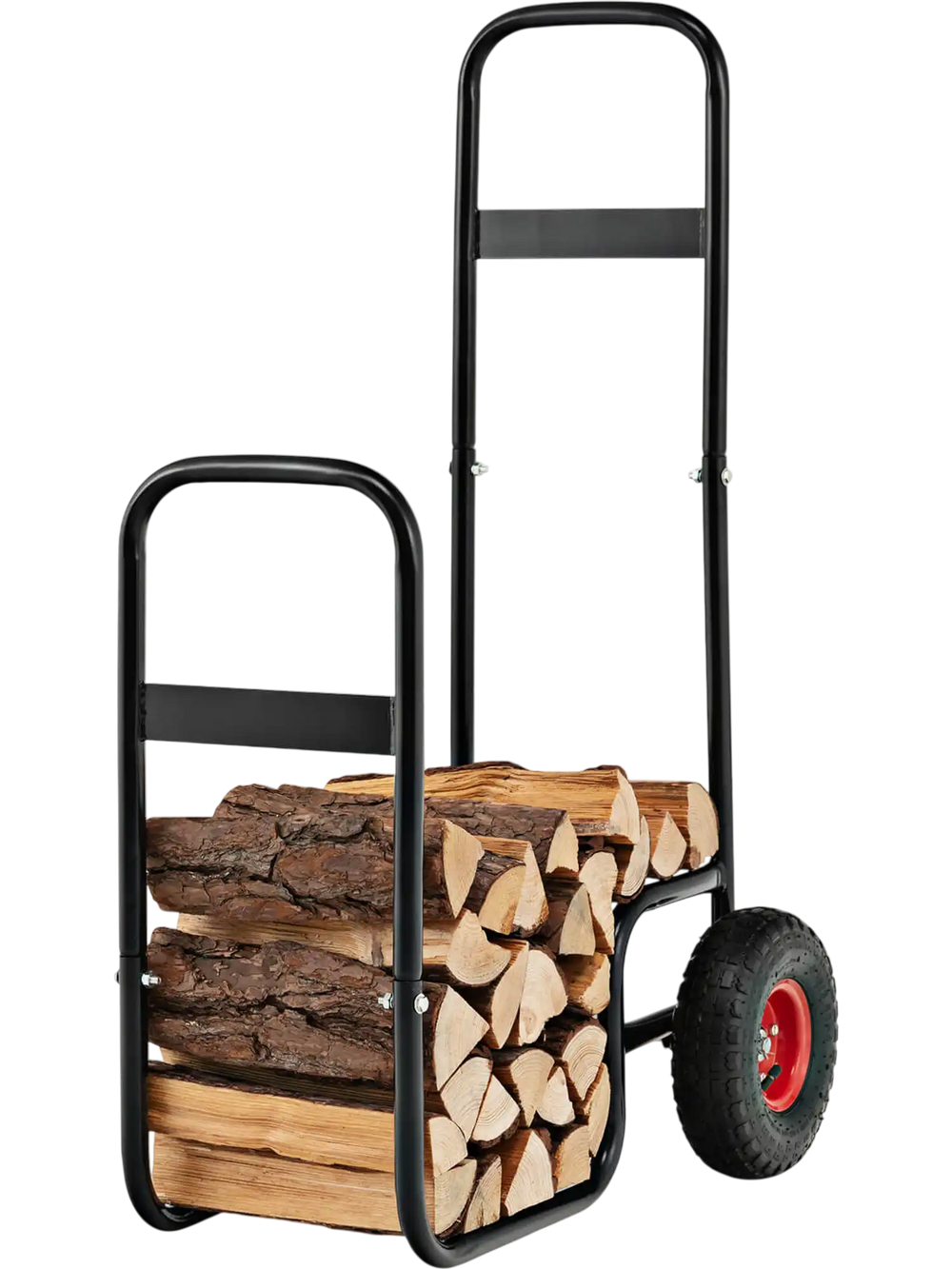 Firewood Log Cart Carrier with Wear-Resistant and Shockproof Rubber Wheels