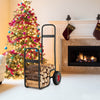 Firewood log cart carrier with rubber wheels, sturdy steel frame, and large storage for easy indoor and outdoor use.