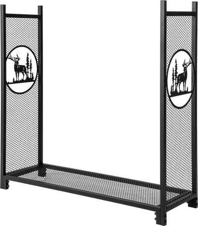 Costway 4' Firewood Rack Stand with Mesh Sides 72436951 New