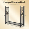 Enlarged firewood rack stand with mesh sides, 4 feet long, powder-coated for rust resistance, ideal for indoor and.