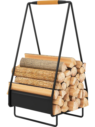 Costway Heavy-Duty Metal Firewood Storage Rack Log Holder with Handle 20327555 New