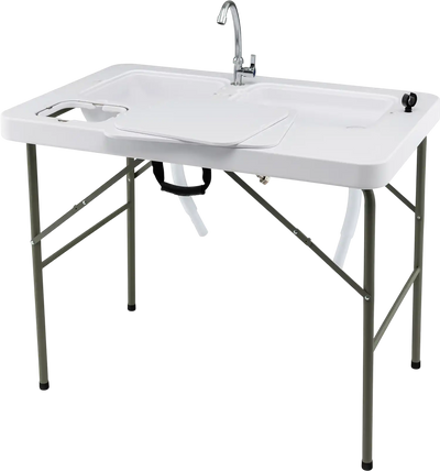Costway Fish Cleaning Table w/ 2 Sinks & 360° Rotatable Faucet 32145976 New