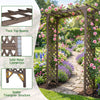 Flat top garden arch with gate, made of sturdy fir wood, ideal for climbing plants and wedding decor in brown.