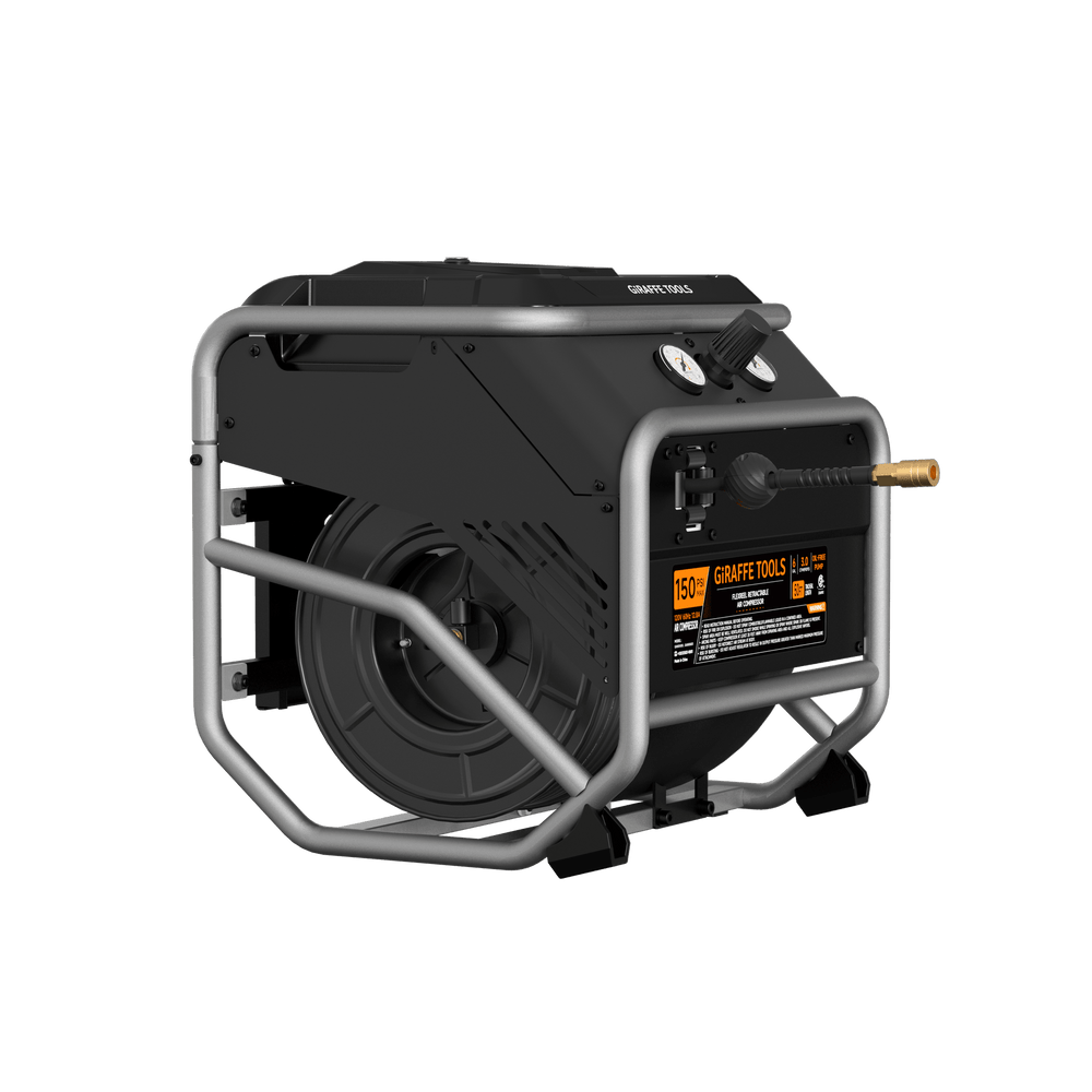 Giraffe Tools FlexReel Retractable Air Compressor 6 gal 2.0 HP 150 PSI New