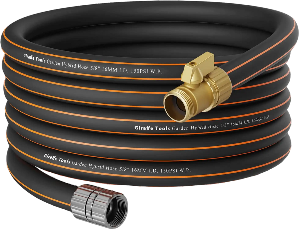 Giraffe Tools Flexible Garden Hose with Shut off Valve - New
