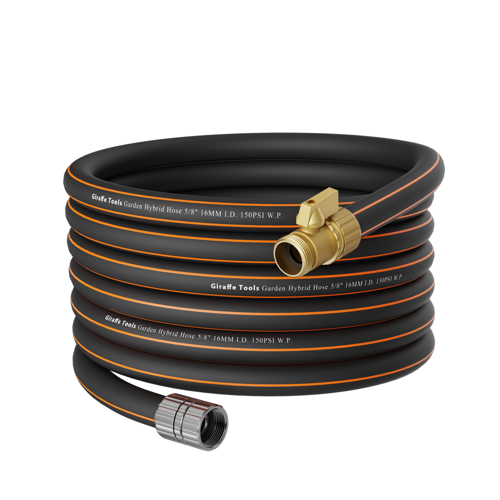 Giraffe Tools Flexible Garden Hose with Shut off Valve - New