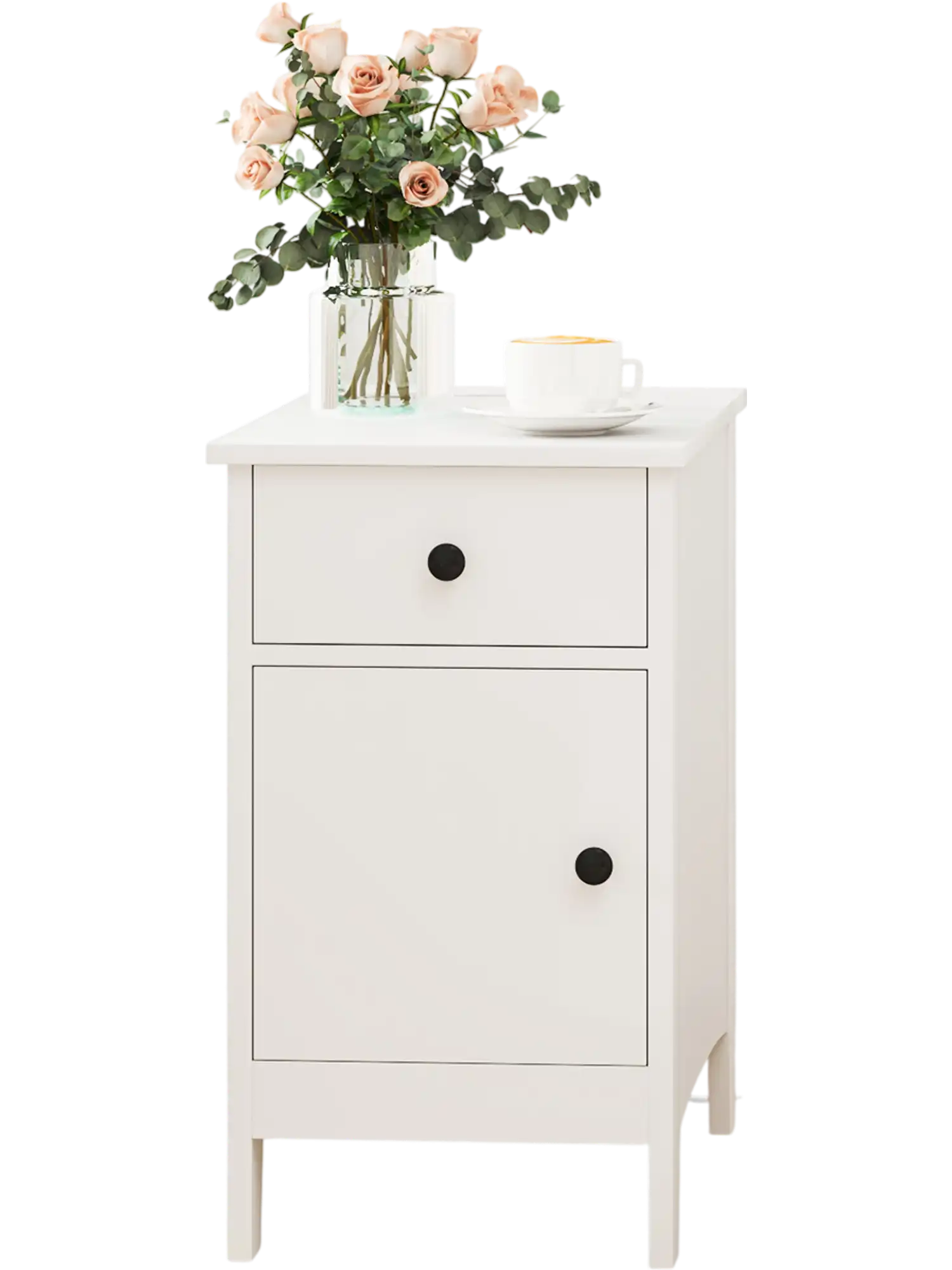 Costway Flip Top End Table Charging Station Drawer White 579361428 New