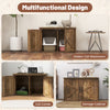 Multifunctional cat washroom furniture with double barn doors, removable divider, and rustic design for versatile use.