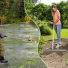 36” Floating Weed Lake Rake with foam floats, ideal for aquatic weed removal and lawn care, shown in use outdoors.