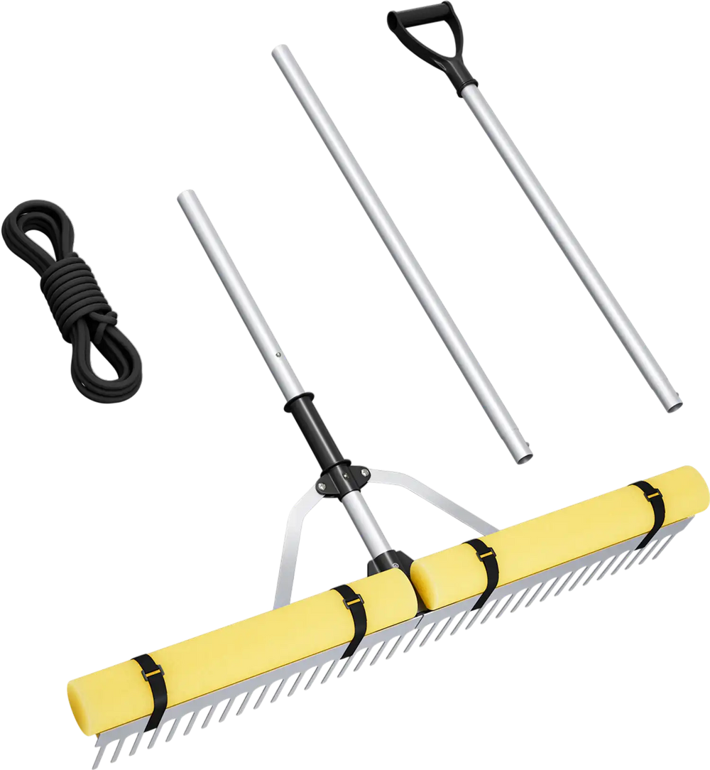 Floating Weed Lake Rake 36” Aquatic Pond Weed Cutter with Foam Floats