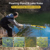 Floating weed lake rake with 36-tine head and foam floats, ideal for removing aquatic weeds from ponds and lakes.