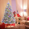 7 Feet Flocked Christmas Tree with 8 Lighting Modes and Multi-Color LED Lights-7 ft - Gallery View 1 of 10