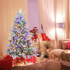 6 Feet Flocked Christmas Tree with 8 Lighting Modes and Multi-Color LED Lights-6 ft - Gallery View 1 of 10