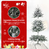 6-foot flocked Christmas tree with 8 lighting modes, featuring a hinged structure and 3-section design for easy storage.
