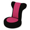 Comfy pink and black gaming leisure chair with adjustable headrest and backrest for ergonomic support and relaxation.