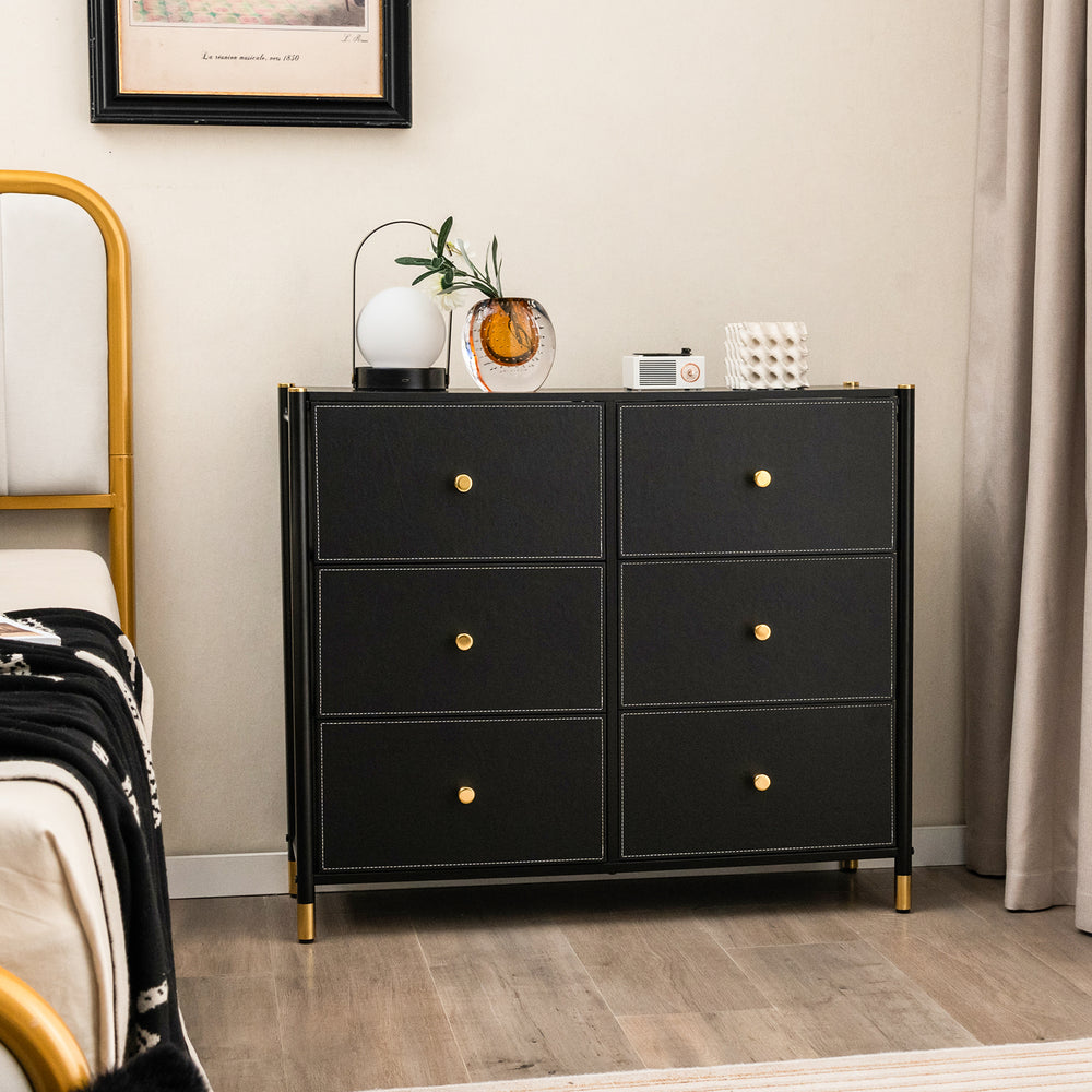 Floor Dresser Storage Organizer with 5/6/8 Drawers with Fabric Bins and Metal Frame-6-Drawer - Gallery View 1 of 10