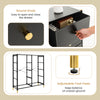 Round knob detail of the 8-drawer floor dresser storage organizer with a sturdy metal frame, ideal for home use.