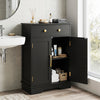 Floor Storage Cabinet with Doors Modern Buffet Sideboard with Drawer and Adjustable Shelf-Black - Gallery View 1 of 11