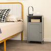 Gray freestanding storage cabinet with adjustable shelf, perfect for bathroom or living room organization.