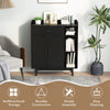 Free-standing black storage cabinet with 1 drawer and 3 open shelves, perfect for multifunctional home organization.