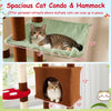 Spacious cat condo and hammock in brown, featuring a cozy design for lounging and exploration, perfect for multiple.