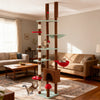 Adjustable brown cat tree with condo and hammock, featuring sisal scratching posts and playful mushroom design for.