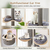 Multifunctional cat tree featuring a comfy hammock, scratching posts, and a fence springboard for active play and.